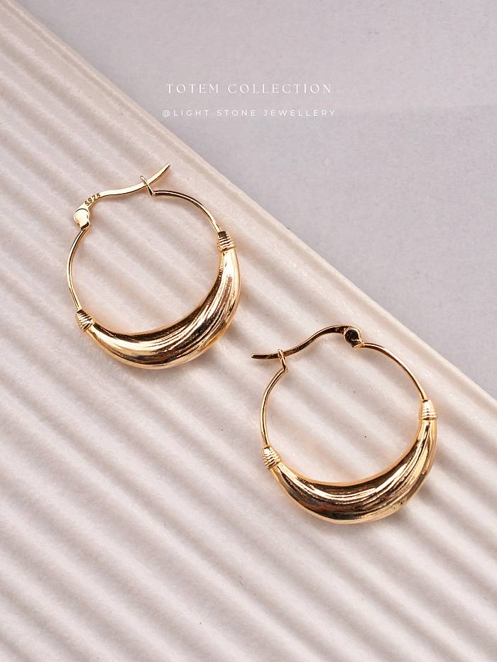 Concave - Totem - Gold-Plated - Hoop Silver Earrings
