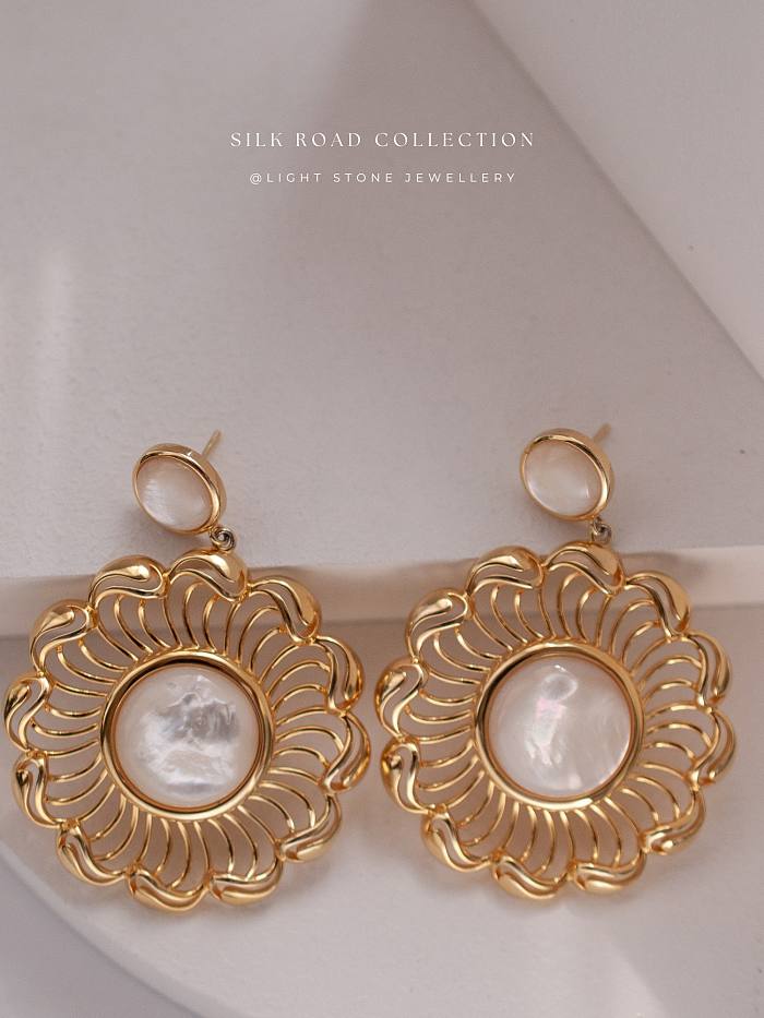 Wave Wheel - Silk Road - Mother of Pearl - Sterling Silver Earrings