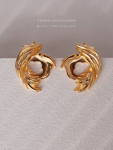 Totem Golden Phoenix Feather Earrings