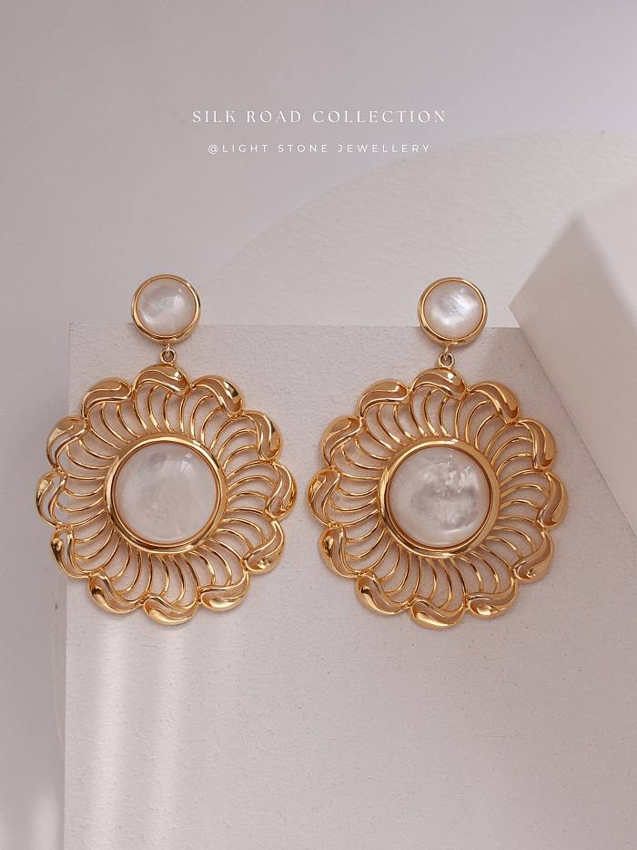 Wave Wheel - Silk Road - Mother of Pearl - Sterling Silver Earrings