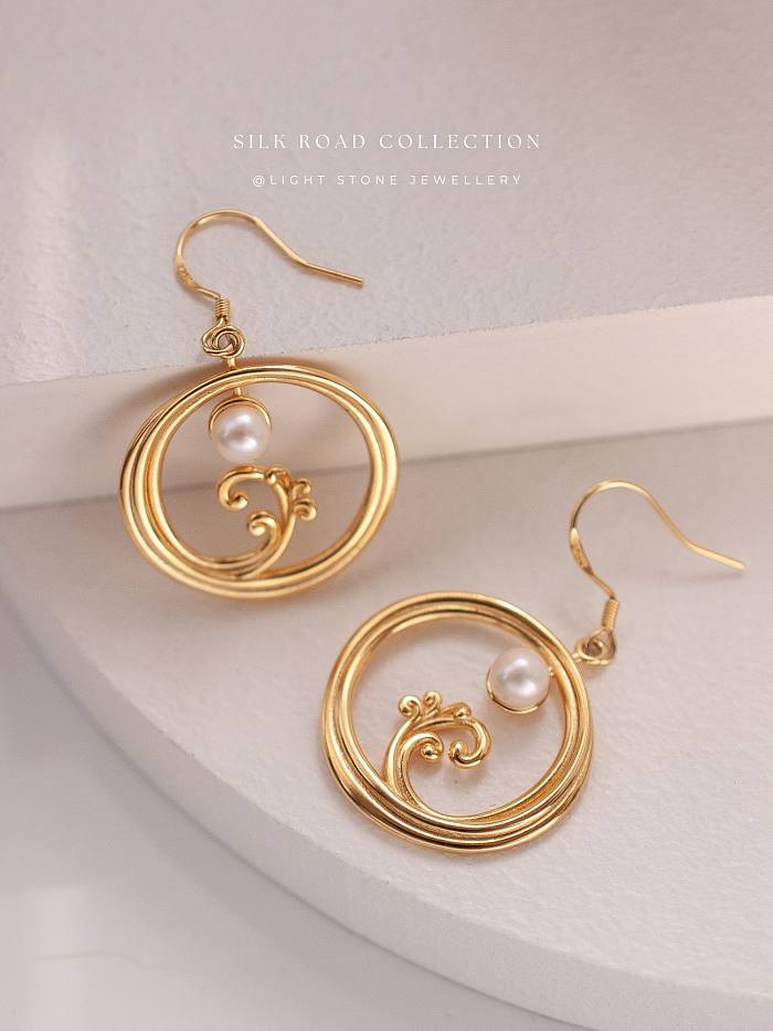 Moon Over Sea- Silk Road - Freshwater Pearls - Luxury Sterling Silver Earrings
