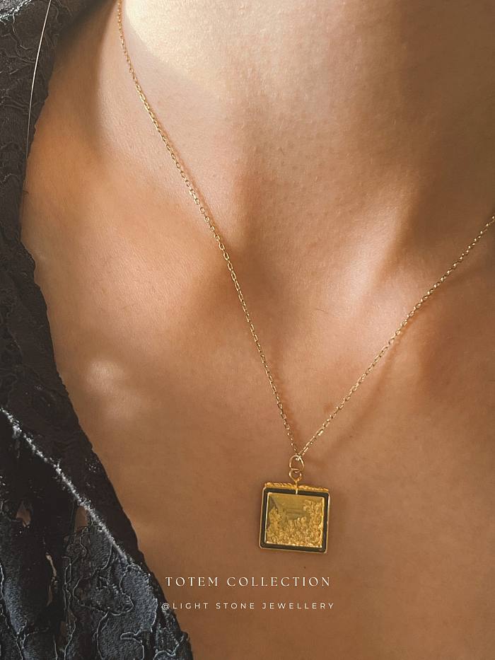 Golden Pine Tree - Totem - Sterling Silver Gold - Plated Necklace