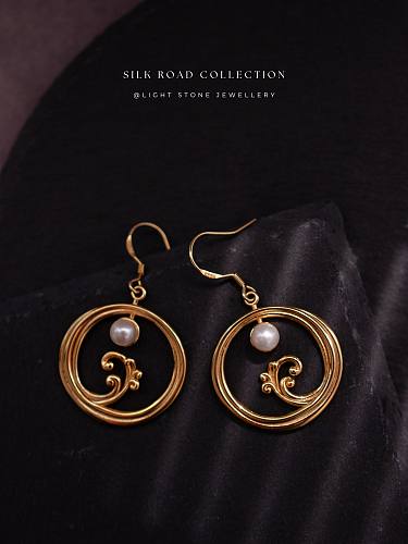 Moon Over Sea- Silk Road - Freshwater Pearls - Luxury Sterling Silver Earrings