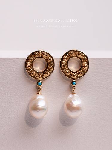 Sunrise - Silk Road - Freshwater Pearls - Sterling Silver Earrings