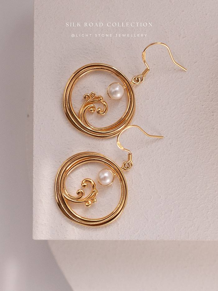 Moon Over Sea- Silk Road - Freshwater Pearls - Luxury Sterling Silver Earrings