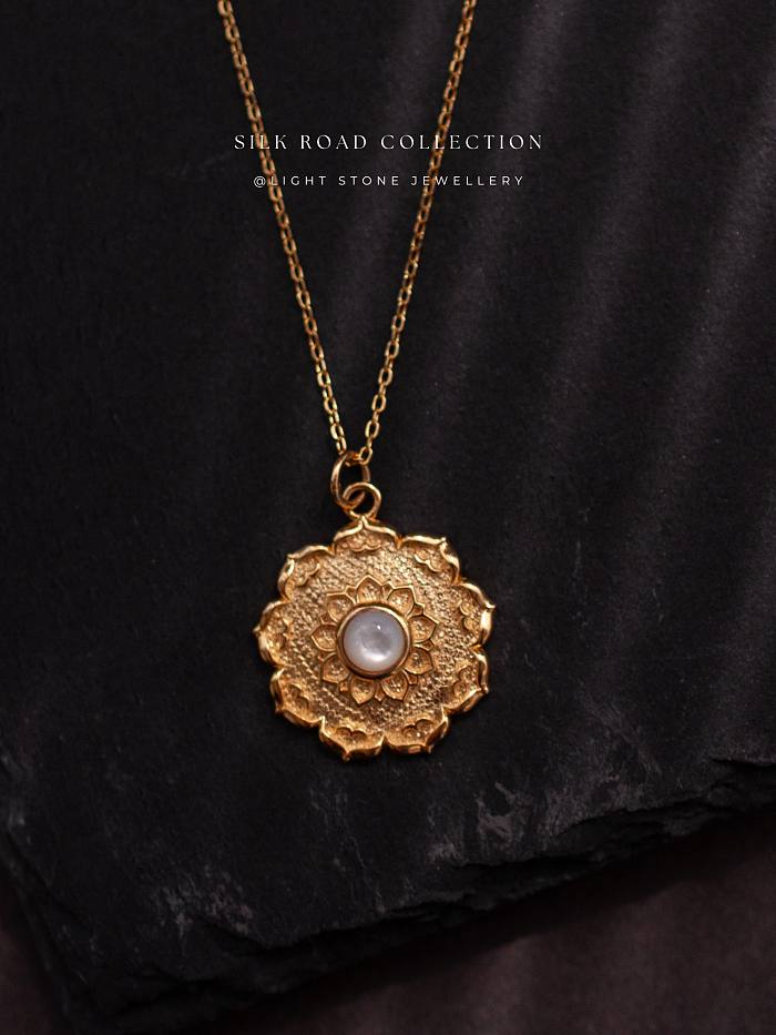 Lotus - Silk Road - Mother of Pearl- Luxury Sterling Silver Necklace