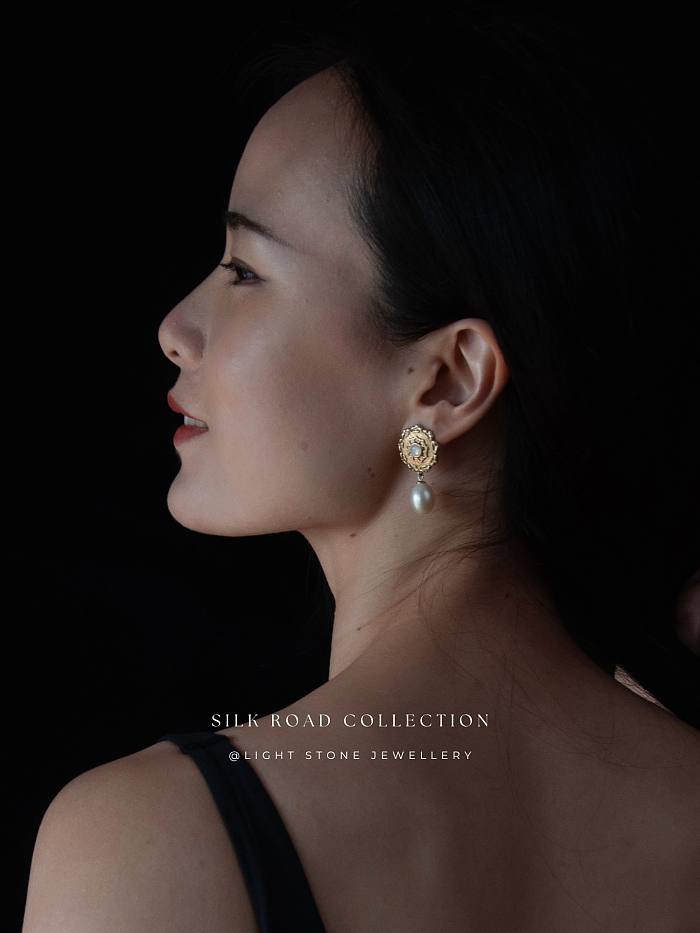 Lotus - Silk Road - Freshwater Pearls - Luxury Sterling Silver Earrings