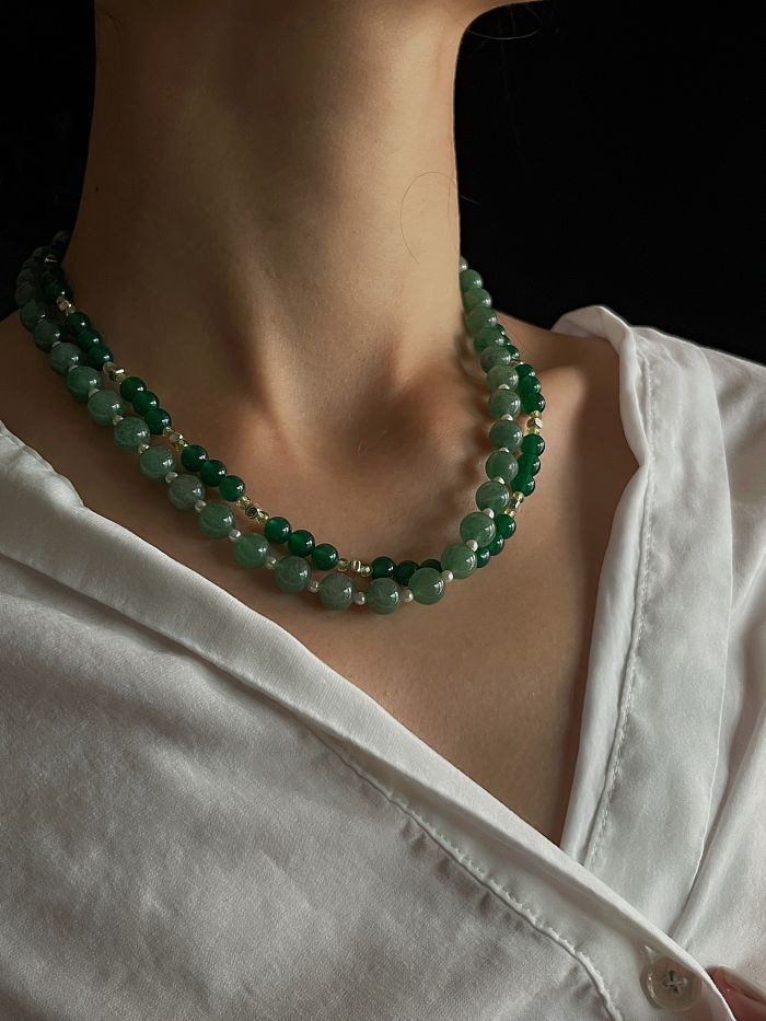 Green Elf｜Dream of Jade｜Green Chalcedony Necklace｜Beaded Necklace