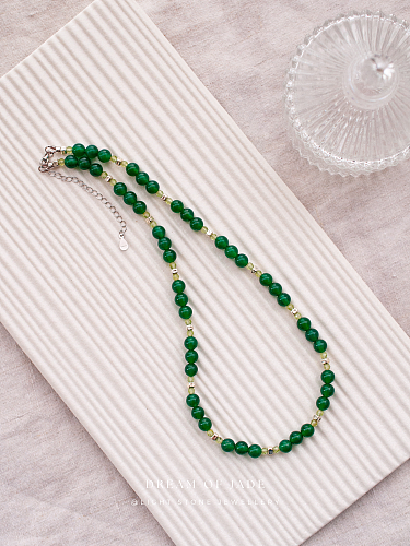 Green Elf｜Dream of Jade｜Green Chalcedony Necklace｜Beaded Necklace