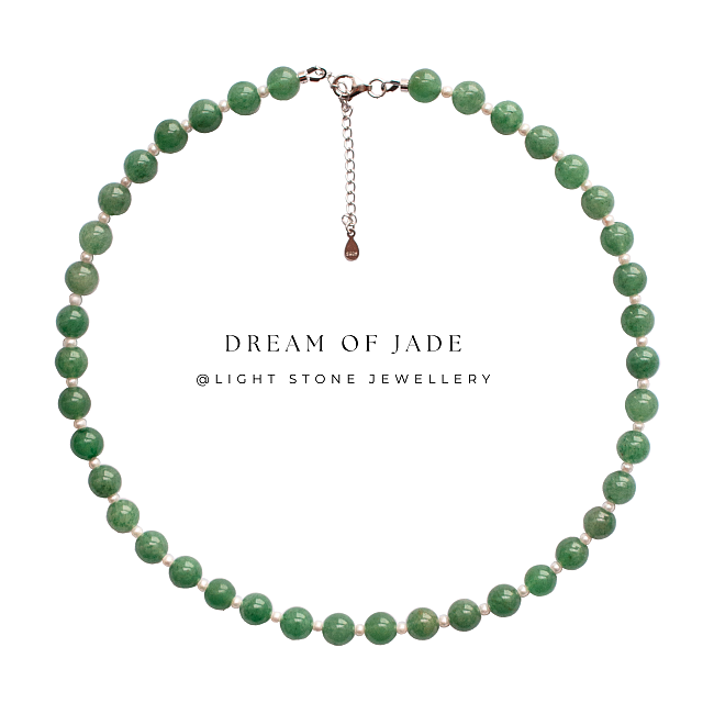Matcha Green | Dream of Jade | Elegant Hetian Jade and Pearl Beaded Necklace