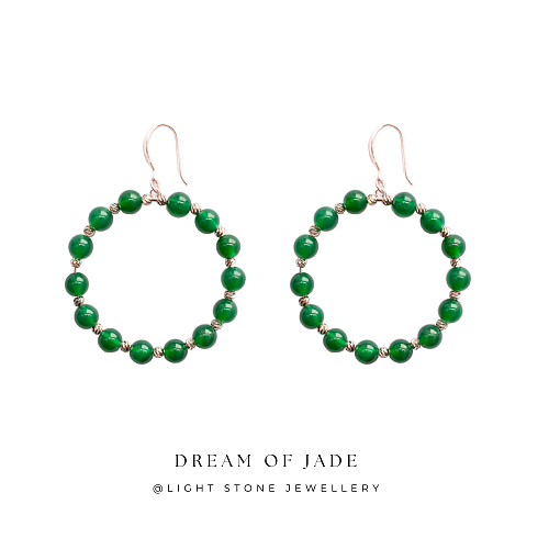 Green Elf | Dream of Jade | Chrysoprase | Handmade Jade Hoop Silver Earrings