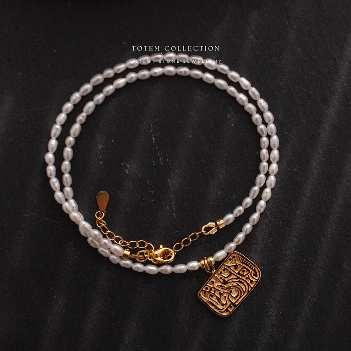 Retro-Modern Phoenix - Totem - Pearl Necklace - Choker