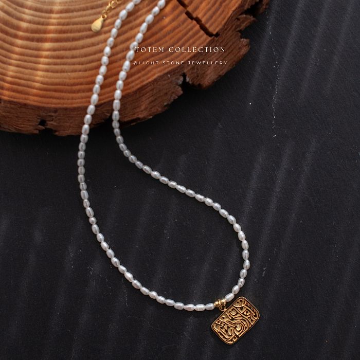Retro-Modern Phoenix - Totem - Pearl Necklace - Choker