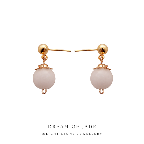 White Dew｜White Hetian Jade Earrings | 925 Gold-Plated Silver | Handcrafted Design