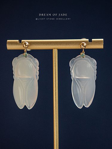 Cicada Earrings | Handmade Chalcedony Earrings | Turquoise | 14K Gold-Filled Hooks | Dream of Jade Collection