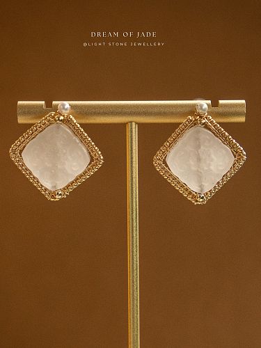 Ru Yi | Handmade Xiu Shan Jade Earrings | Dream of Jade |14K Gold filled