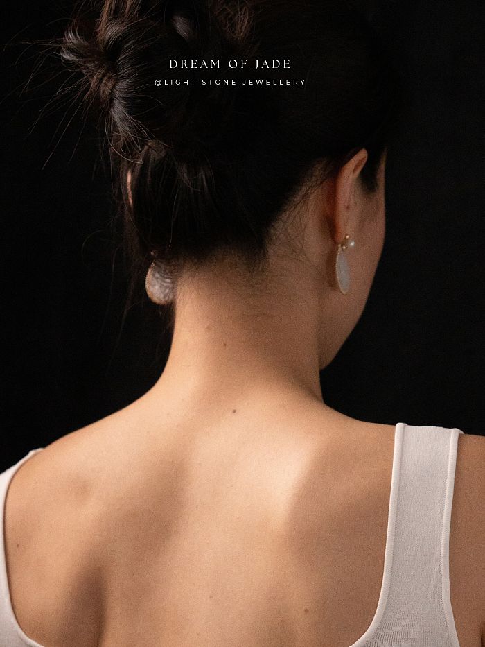 White Jadeite Flower Earrings | Dream of Jade | Handcrafted Jade Earrings | 14K Gold-Filled Accents | Freshwater Pearls