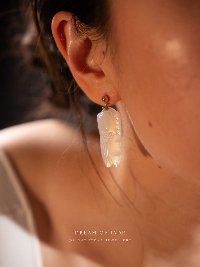 Cicada Earrings | Handmade Chalcedony Earrings | Turquoise | 14K Gold-Filled Hooks | Dream of Jade Collection