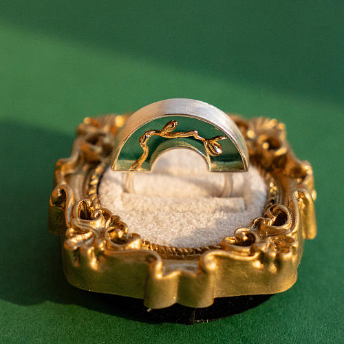 Magnolia - Green Agate - 925 Silver Ring