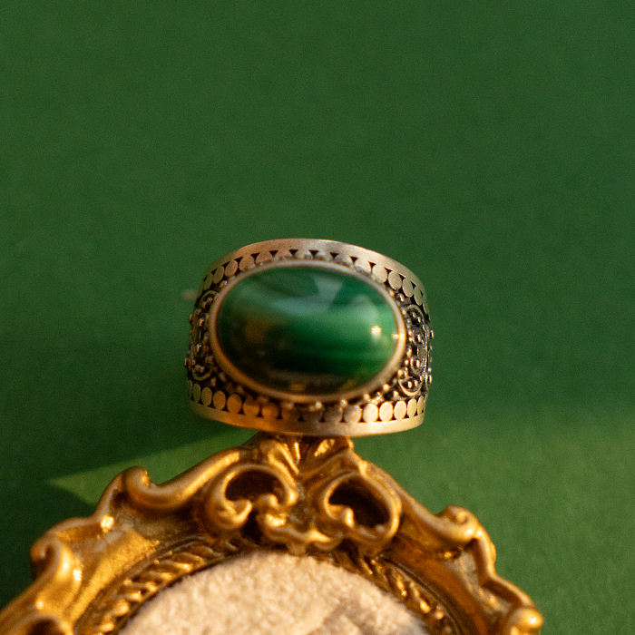 Vintage Malachite Ring - Ideal Gift  - Handmade Silver Ring