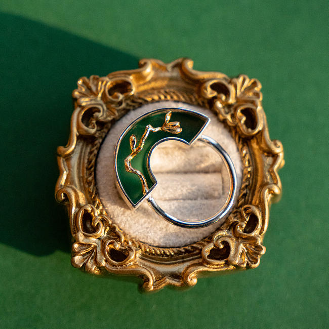 Magnolia - Green Agate - 925 Silver Ring