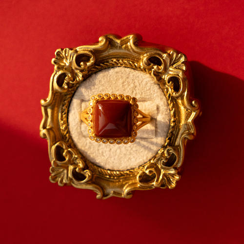 Pillow - Red Agate - Sterling Silver Ring