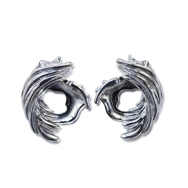 Totem Phoenix Silver Feather Earrings