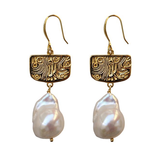 Totem Golden Phoenix Feather Earrings