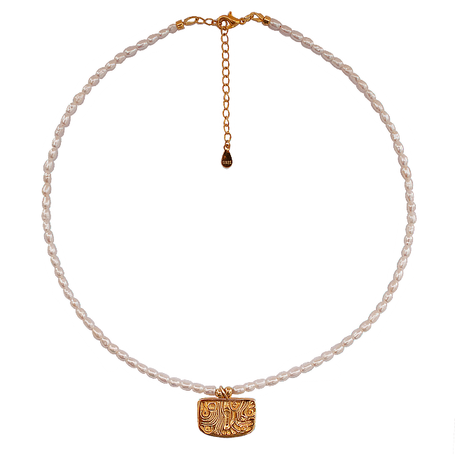 Totem Gold Phoenix Feather Pearl Necklace