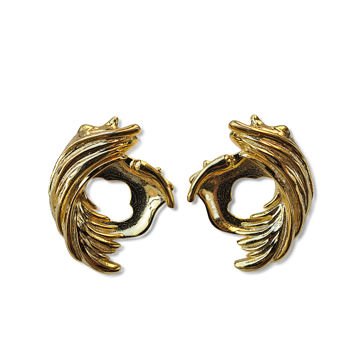 Totem Golden Phoenix Feather Earrings