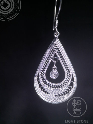 Water Drop - Miao Silver Filigree Earrings