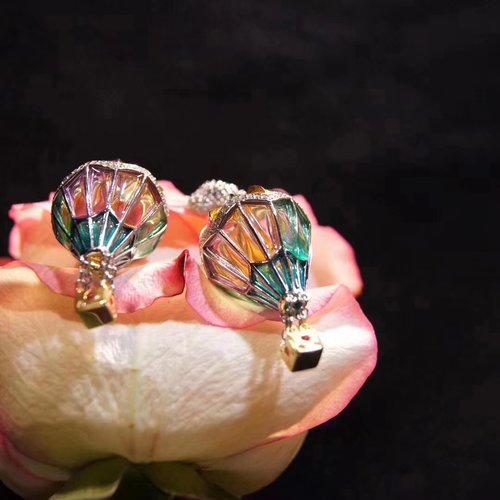 Balloons - Glass Enameling Silver Earrings