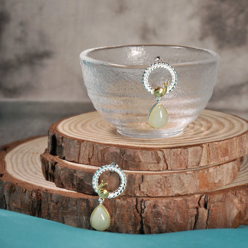 Snail - Hetian Jade Silver Earrings