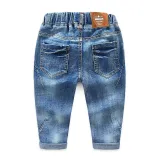 Toddler Boys Blue Ripped Denim Line Design Jeans Pants