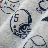 Print Sport Balls and Slogan Champ Grey Fleece Sweatershirt