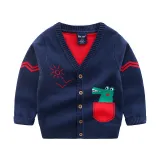 Toddler Boys Knit V Neck Cardigan Sweater Crocodile Pattern