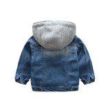 Toddler Boys Blue Denim Jacket Hoodie Outerwear