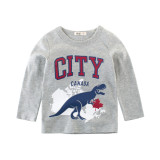 City Slogan and Dinosaur Long Sleeve Cotton T-shirt