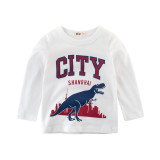 City Slogan and Dinosaur Long Sleeve Cotton T-shirt