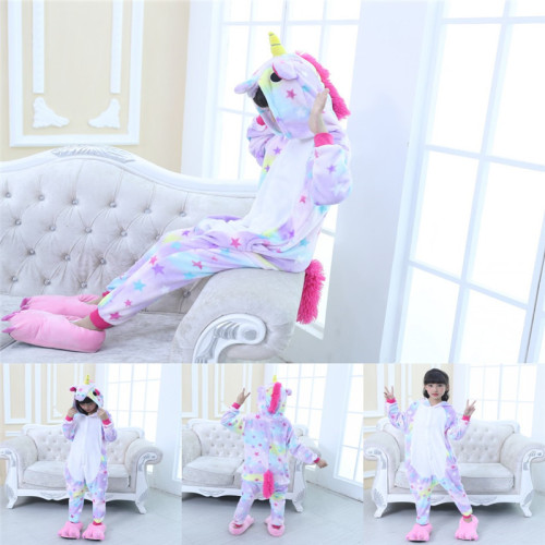 Kids Colorful Star Unicorn Onesie Kigurumi Pajamas Kids Animal Costumes for Unisex Children