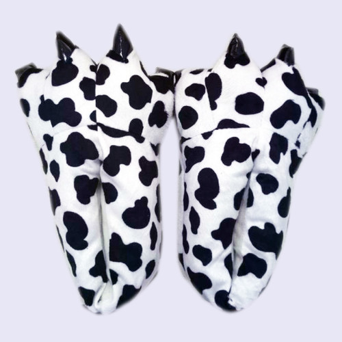 Cozy Cow Flannel House Monster Slippers Halloween Animal Costume Paw Claw Shoes