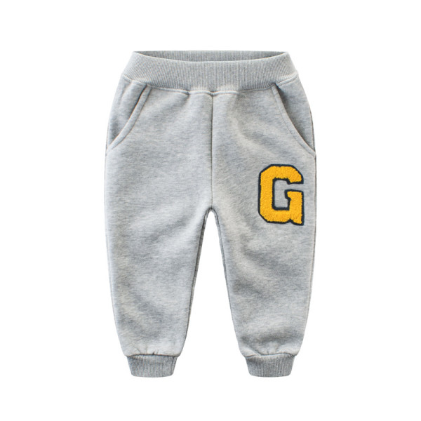 Grey Fleece Print Letter Simple Toddler Boys Sweatpants Sport Jogger Pants