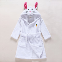 Kids White Rabbit Soft Bathrobe Sleepwear Comfortable Loungewear