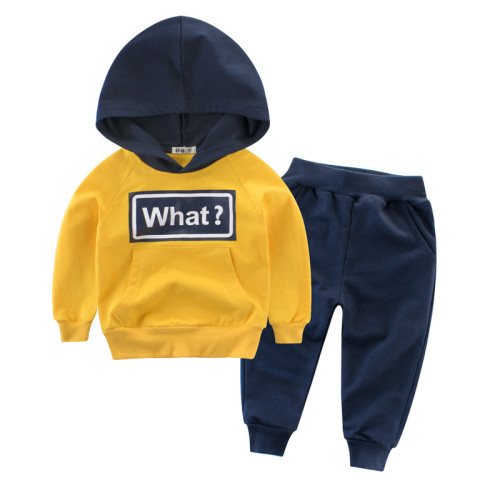 Yellow Print Slogan Two Pieces Outfits Long Sleeve Hoodie and Jogger Pant