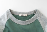 Print Machineshop Truck Grey and Green Color Matching Cotton Long Sleeve T-shirt