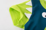 Print 3D Shark Cotton Short Green T-shirt