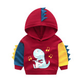 Toddler Boys 3D Print Cute Dinosaur Cartoon Color Matching Long Sleeve Hoodie Sweatshirts