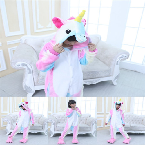 Kids 3 Color Unicorn Onesie Kigurumi Pajamas Kids Animal Costumes for Unisex Children