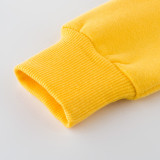 Print Letter Yellow Fleece Hoodie Sweatershirt