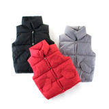 Toddler Boys Pure Color Warm Cotton Padded Puff Vests